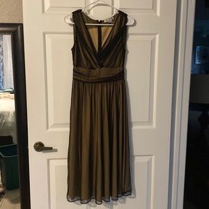 Newport News Size 4 Dress with black lace over a tan silk dress